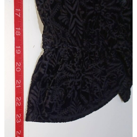 Womens Sheer Velvet Burnout Top Plus Size 0X Black Pom Pom Sleeve Boho Holiday - Picture 8 of 9